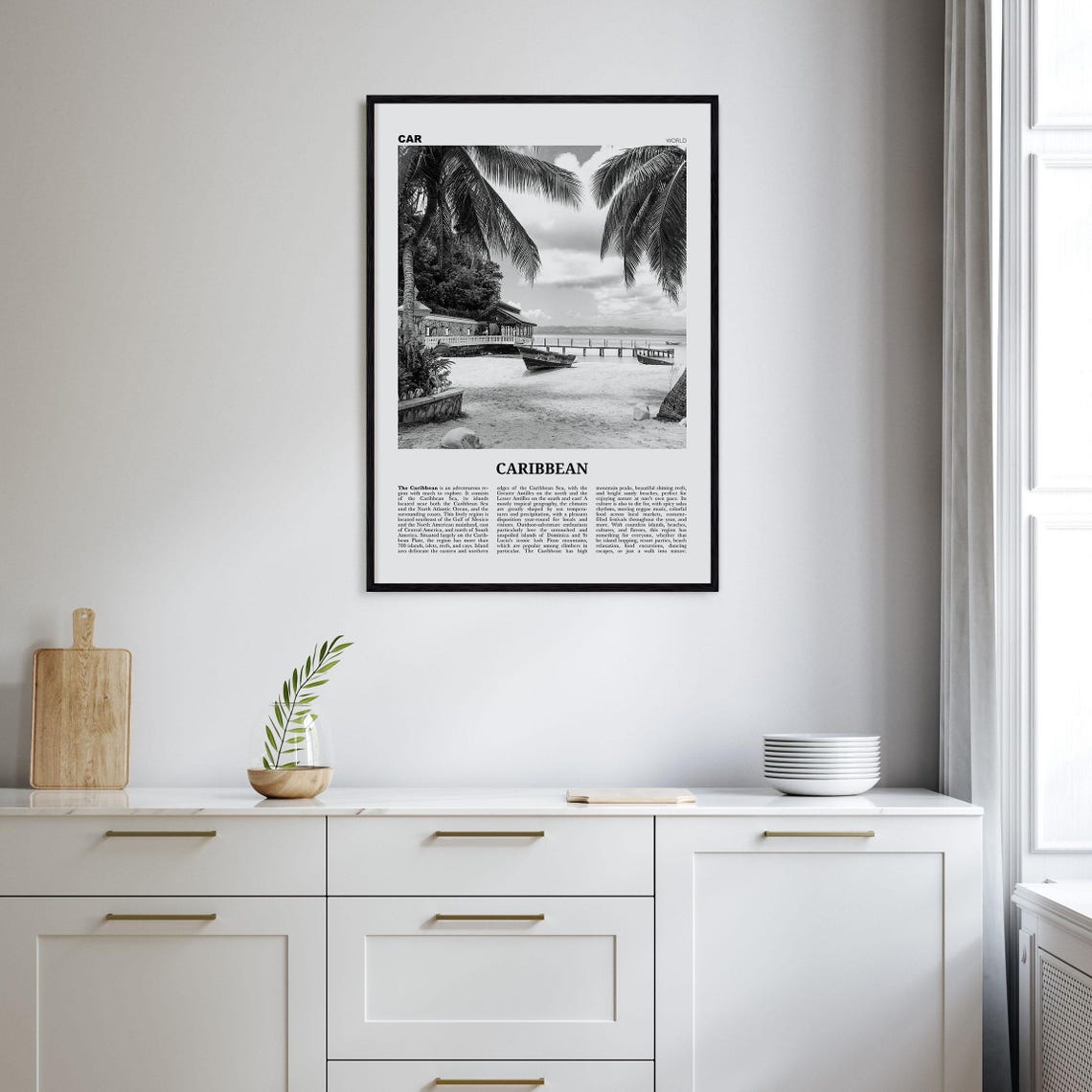 Black And White Caribbean Travel Wall Art Print - Image 2