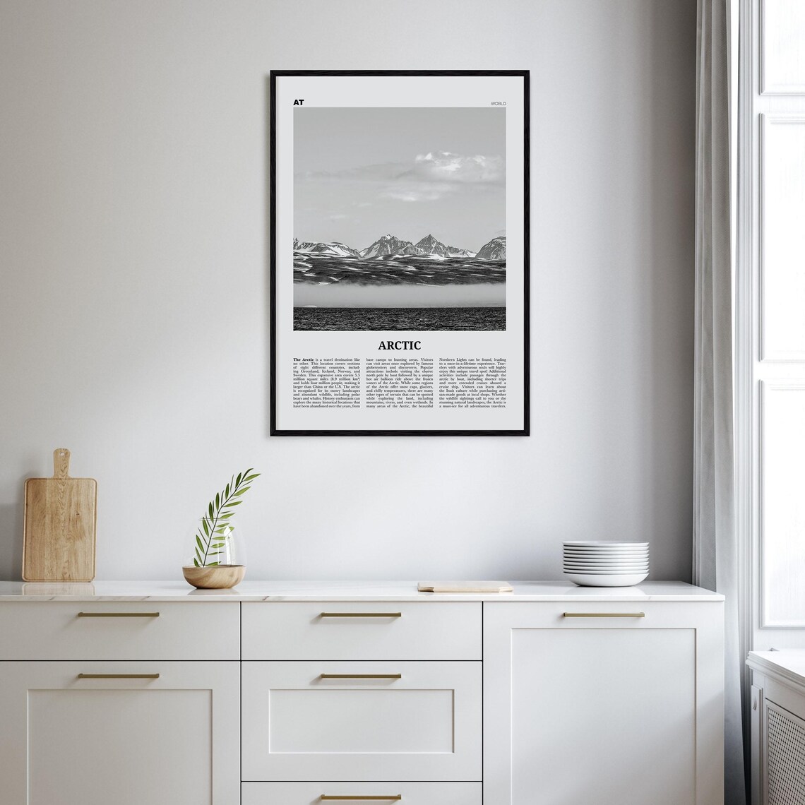Arctic Map Art Print, Black and White Wall Decor - Image 2