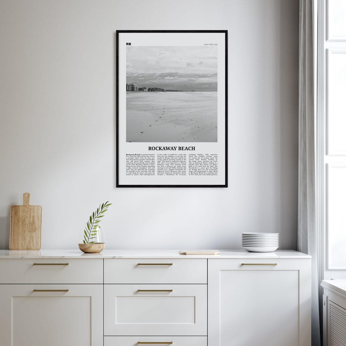 Rockaway Beach Black And White New York Travel Poster - Image 2