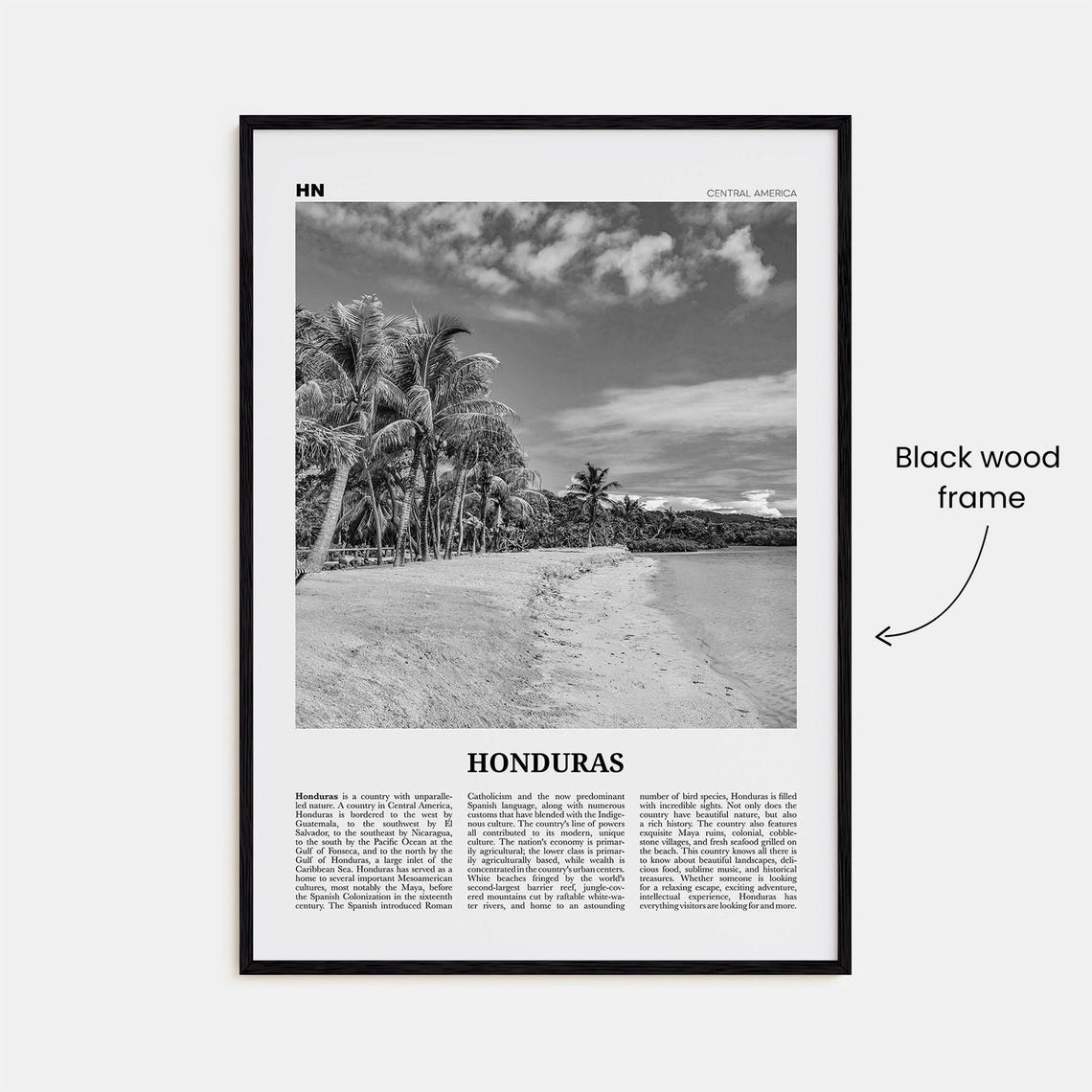 Honduras Black and White Travel Poster, Tegucigalpa - Image 3