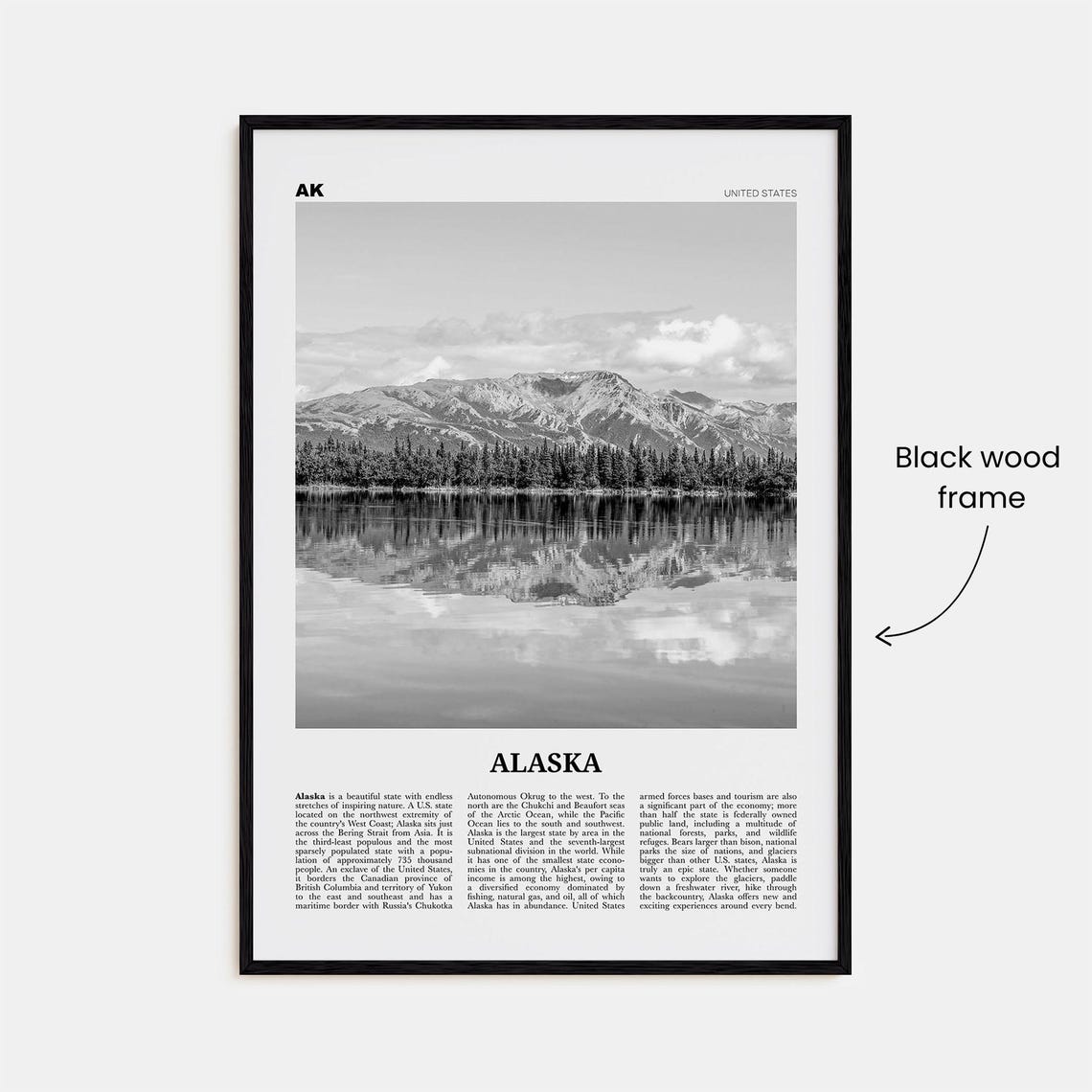 Alaska Print Black And White No 2 Alaska Wall Art Alaska Poster Alaska Photo Alaska Wall Decor Usa United States North America - Image 3