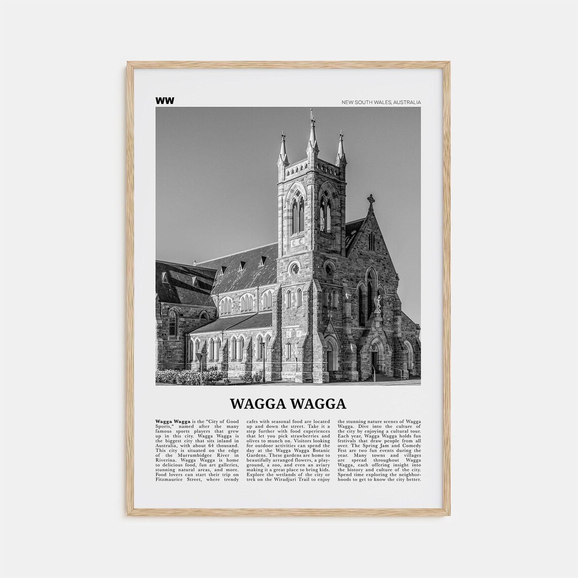 Wagga Wagga Print Black And White Wagga Wagga Wall Art Wagga Wagga Poster Wagga Wagga Photo Wagga Wagga Wall Dcor Australia
