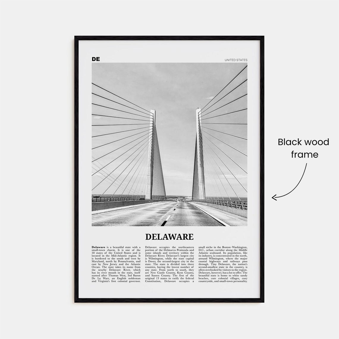 Delaware Black And White No. 2 Travel Poster - Image 3