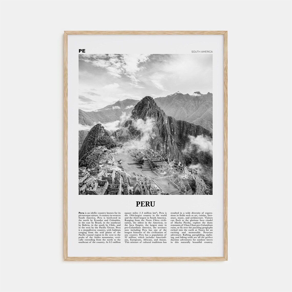 Peru Black And White No 1 Travel Poster