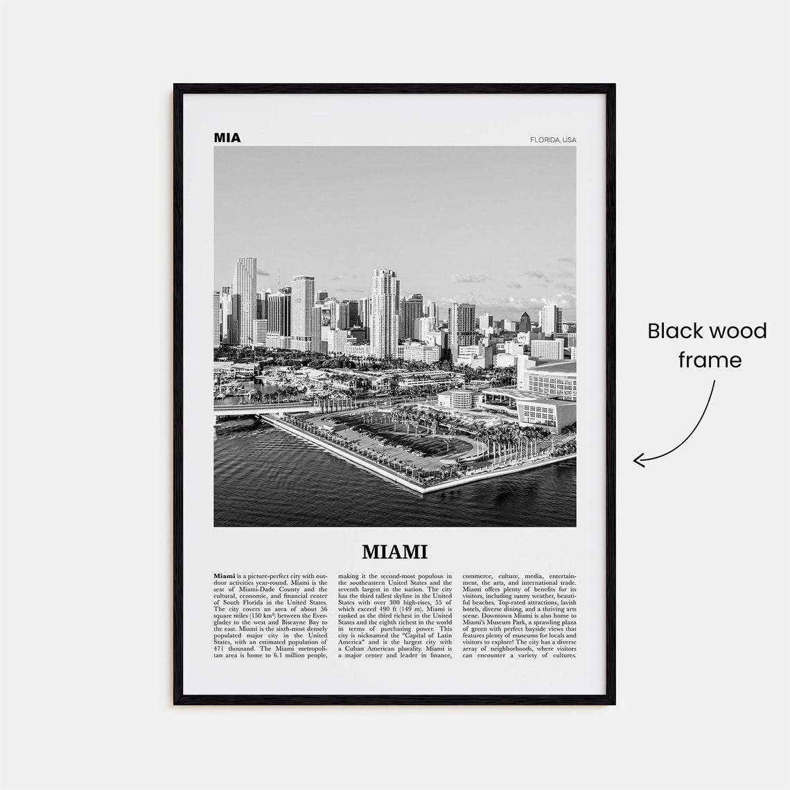 Miami Black And White No. 3 Travel Poster - Image 3