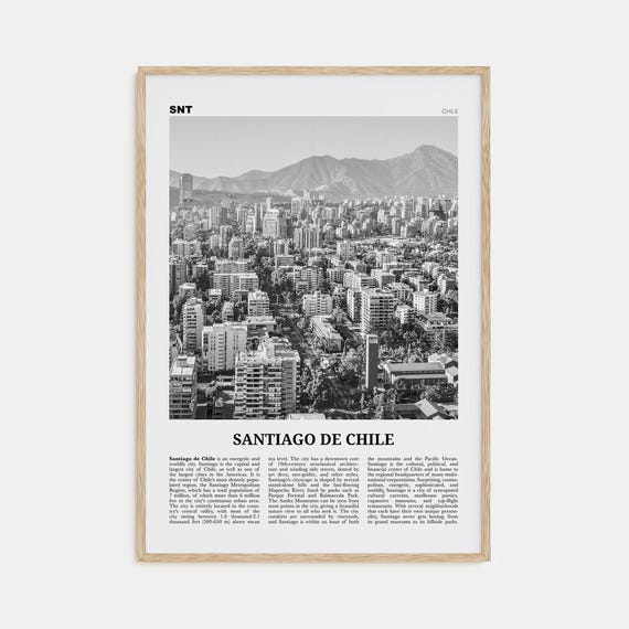Santiago De Chile Black And White Travel Poster