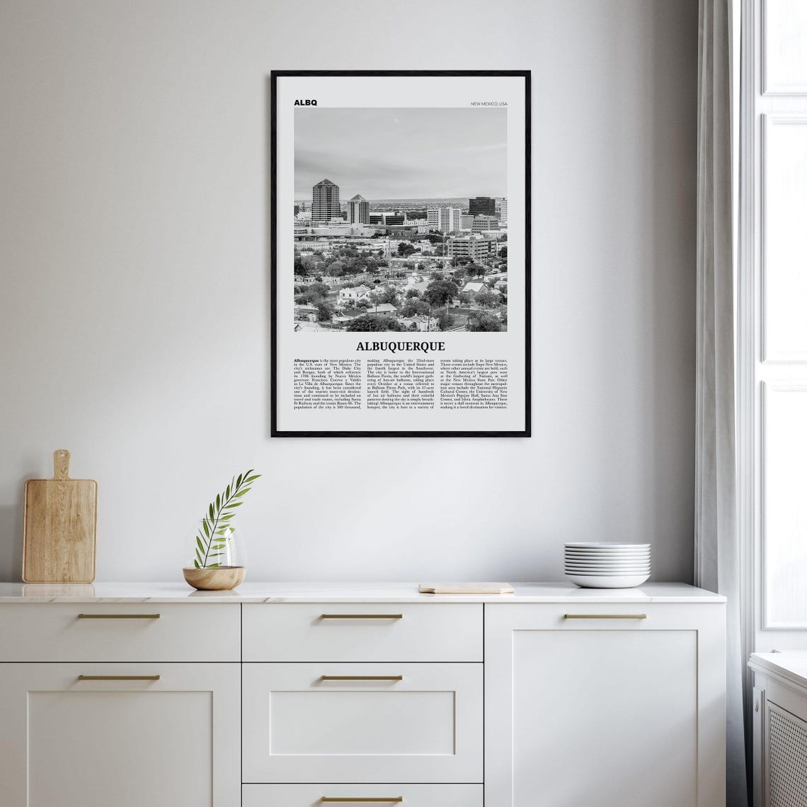 Albuquerque Black and White Travel Poster, New Mexico - Image 2