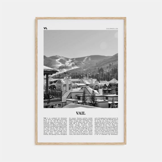 Vail Black and White Travel Poster, Colorado Art Print