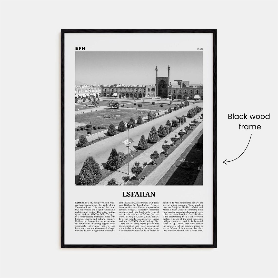 Esfahan Black And White Travel Poster, Iran - Image 3