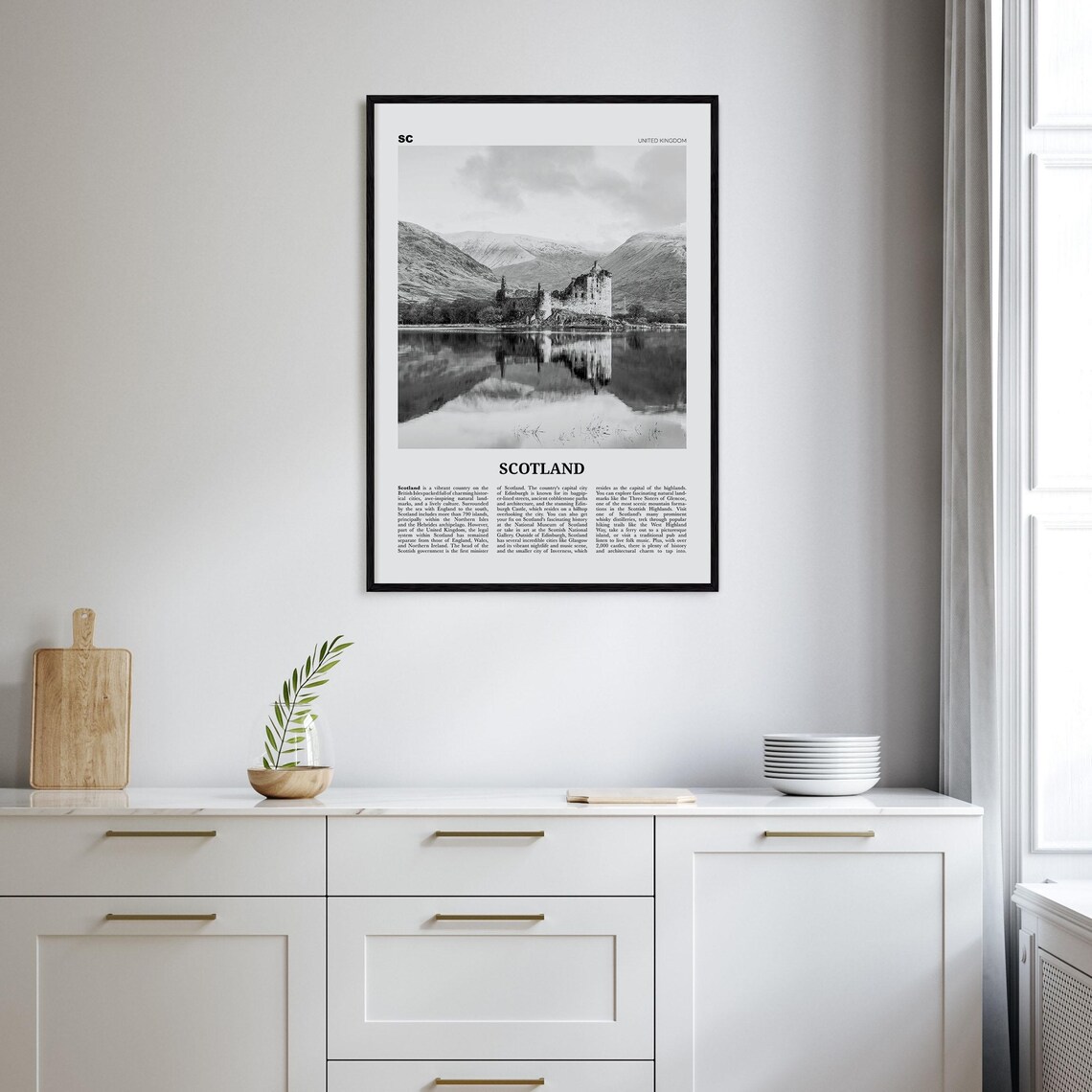 Black And White Scotland Travel Poster, Europe - Image 2