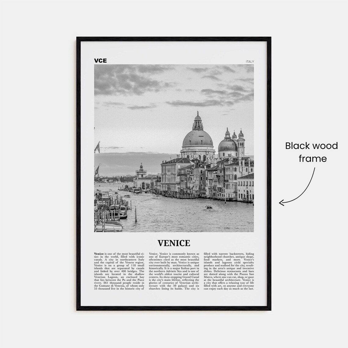 Venice Black and White Travel Poster, Italy - Image 3
