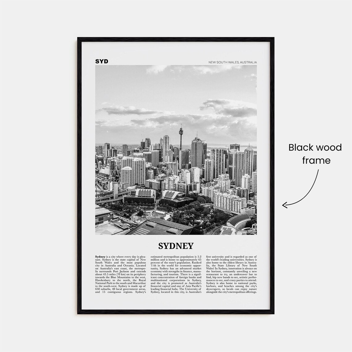 Sydney Black And White No 3 Travel Poster - Image 3