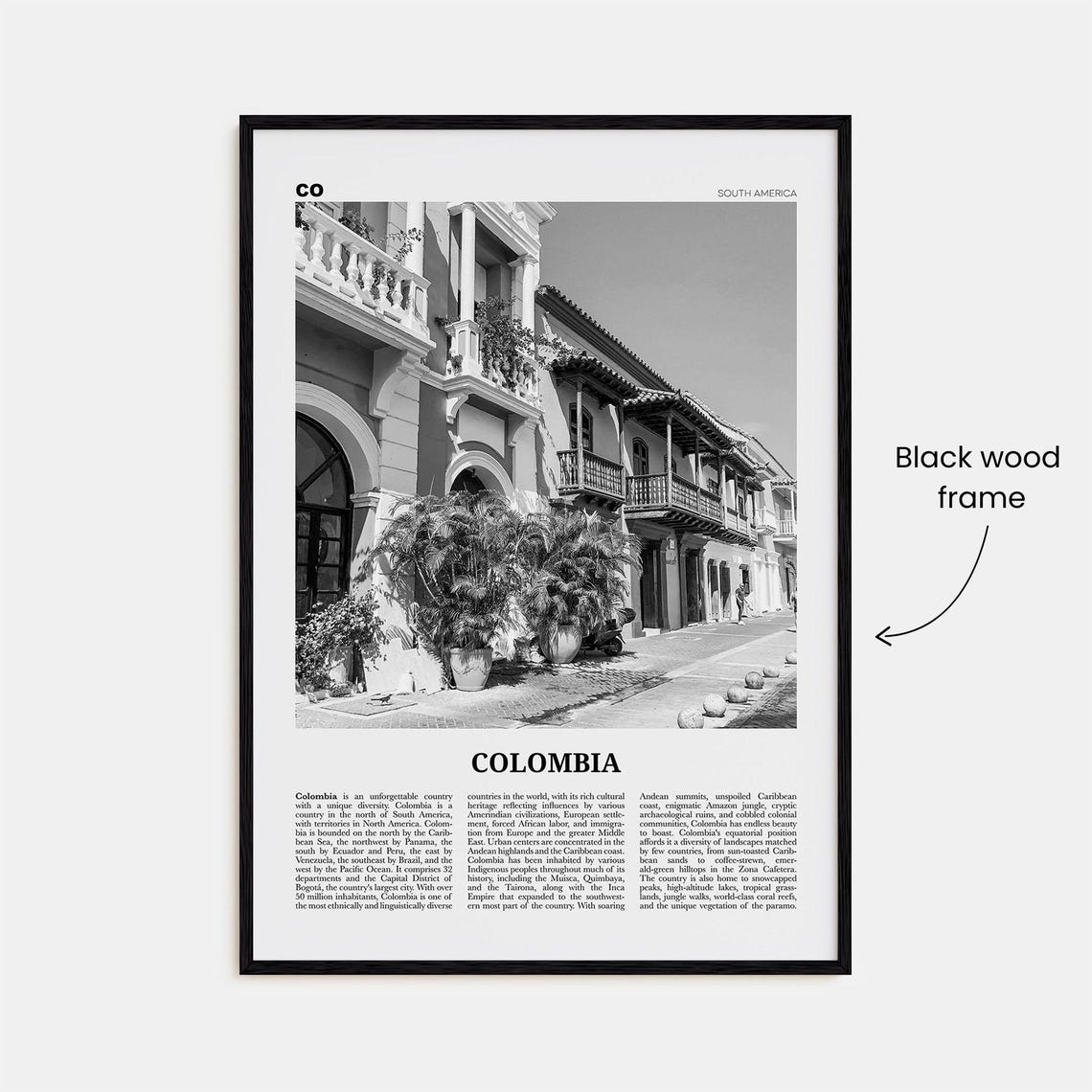 Colombia Print Black And White No 2 Colombia Wall Art Colombia Poster Colombia Photo Bogota Bogot Medellin Cali South America - Image 3