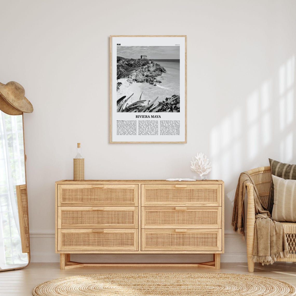 Riviera Maya Map, Black and White Travel Poster - Image 4
