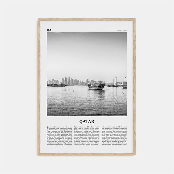 Qatar Black And White Travel Poster, Doha, Middle East