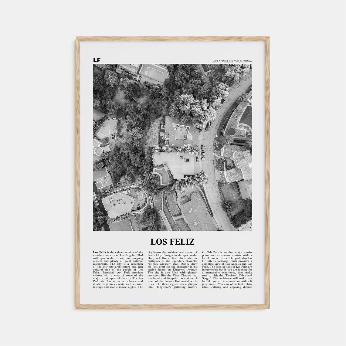 Los Feliz Black and White Art Print, Los Angeles