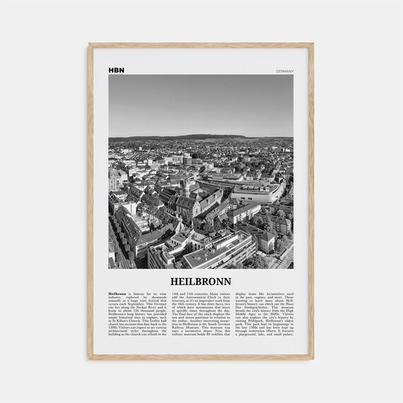 Heilbronn Black And White Travel Poster, Germany