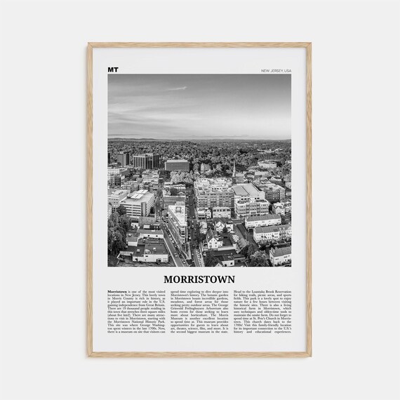 Morristown New Jersey Map, Black-and-White Art Print
