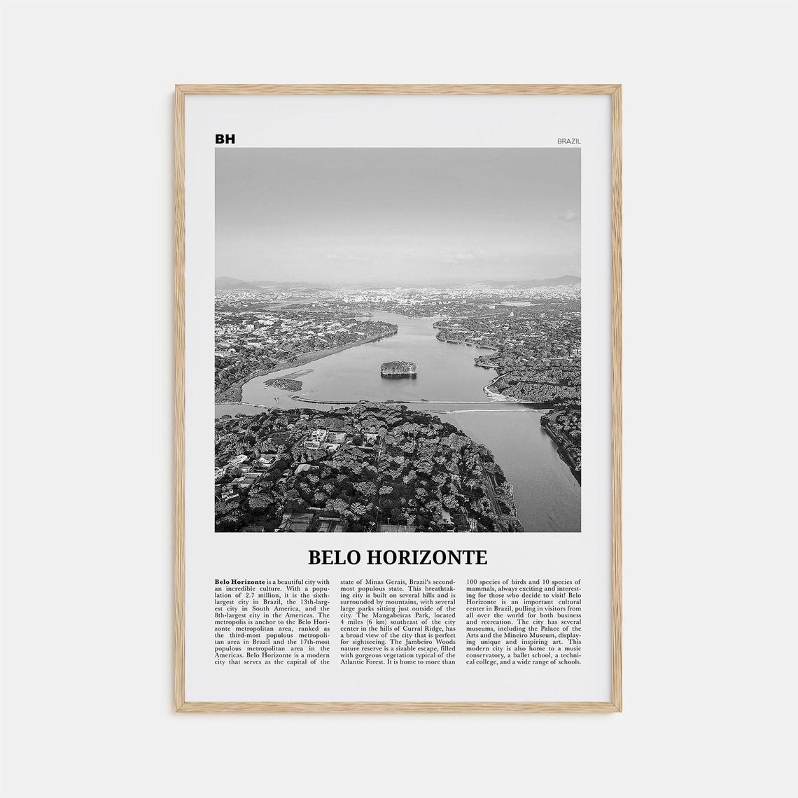 Belo Horizonte Black and White Travel Poster