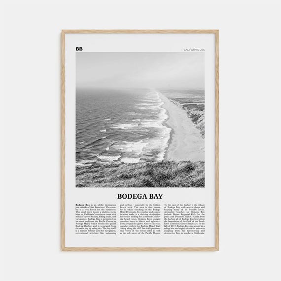 Bodega Bay Black and White Travel Poster, California