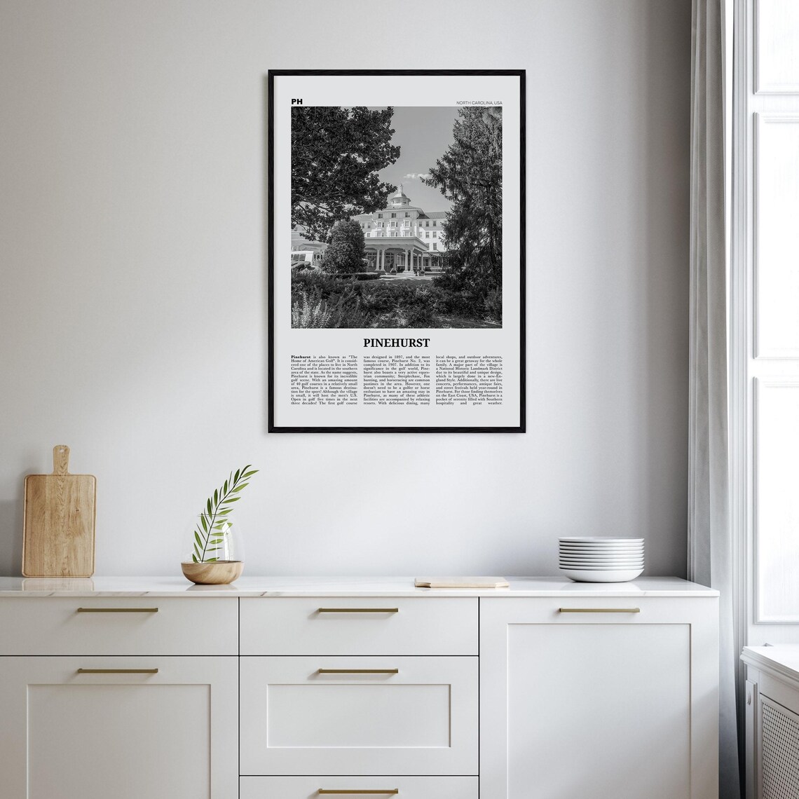 Pinehurst North Carolina Black and White Travel Poster - Image 2