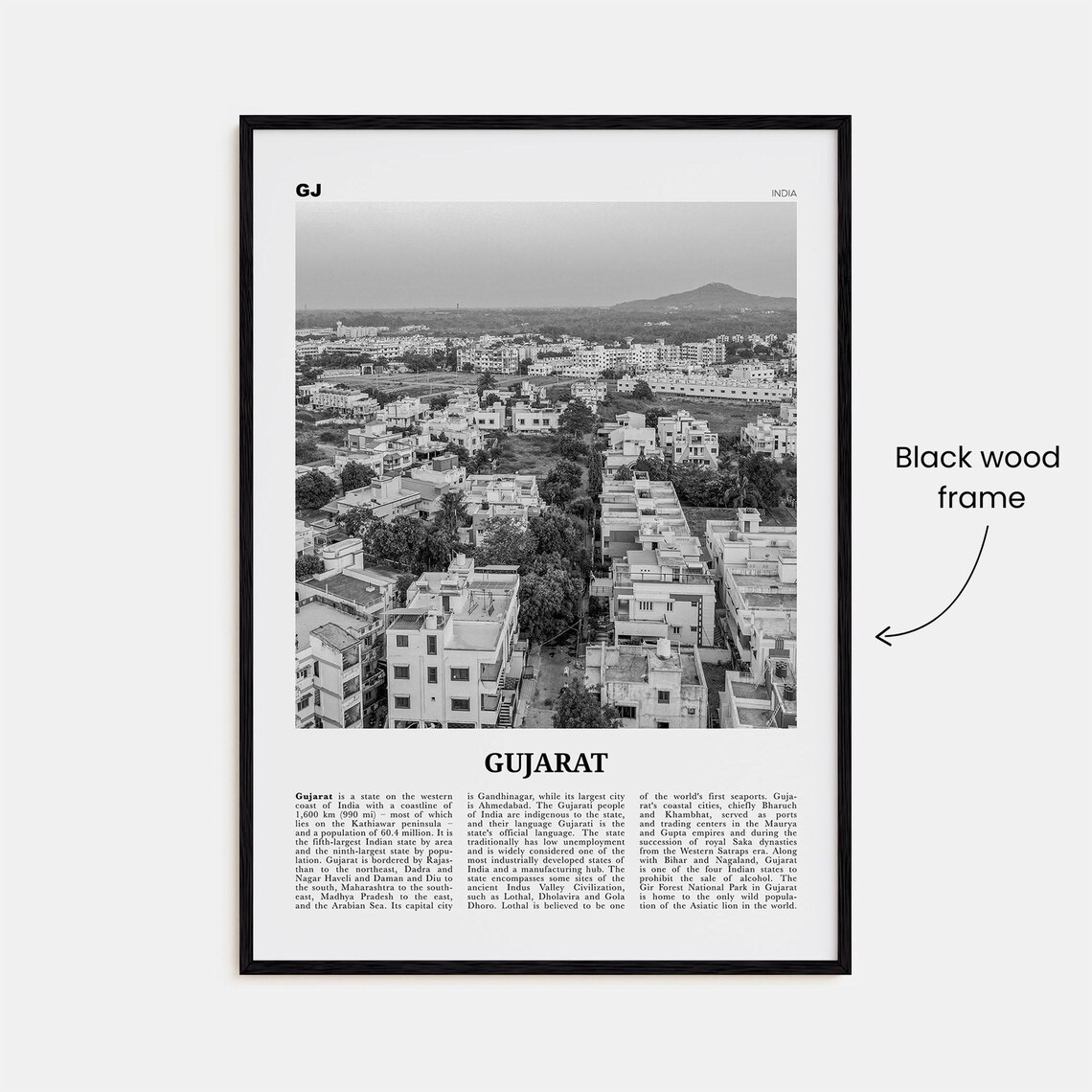 Gujarat Black and White Travel Poster, Ahmedabad - Image 3
