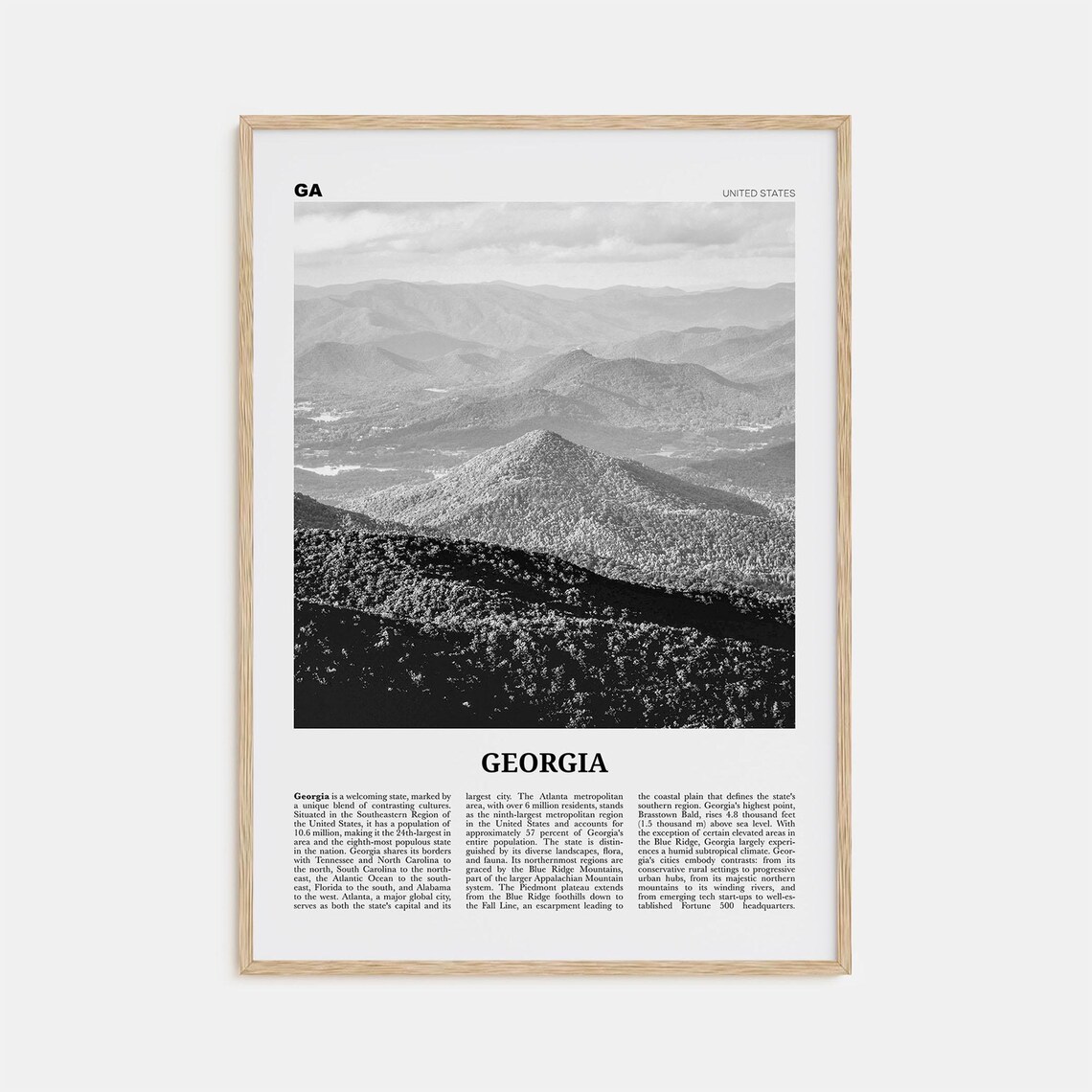 Georgia Black and White Travel Poster, United States