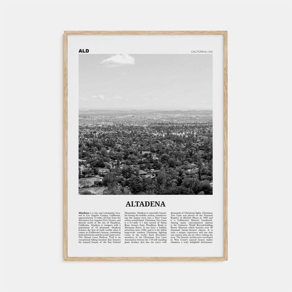 Altadena Black And White Travel Poster Art Print