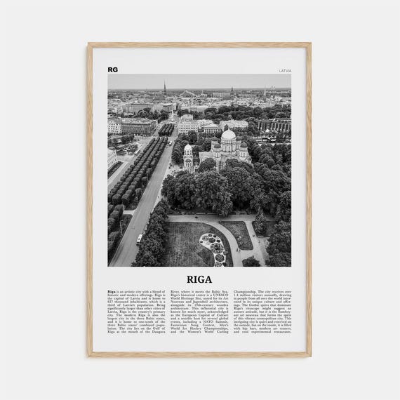 Riga Black And White Travel Poster, Europe