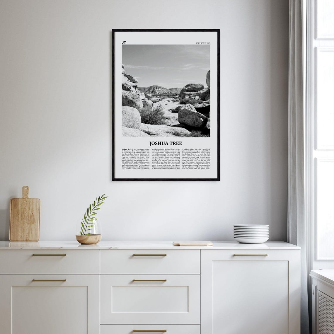 Joshua Tree National Park Black And White Photo Art Print - Image 2