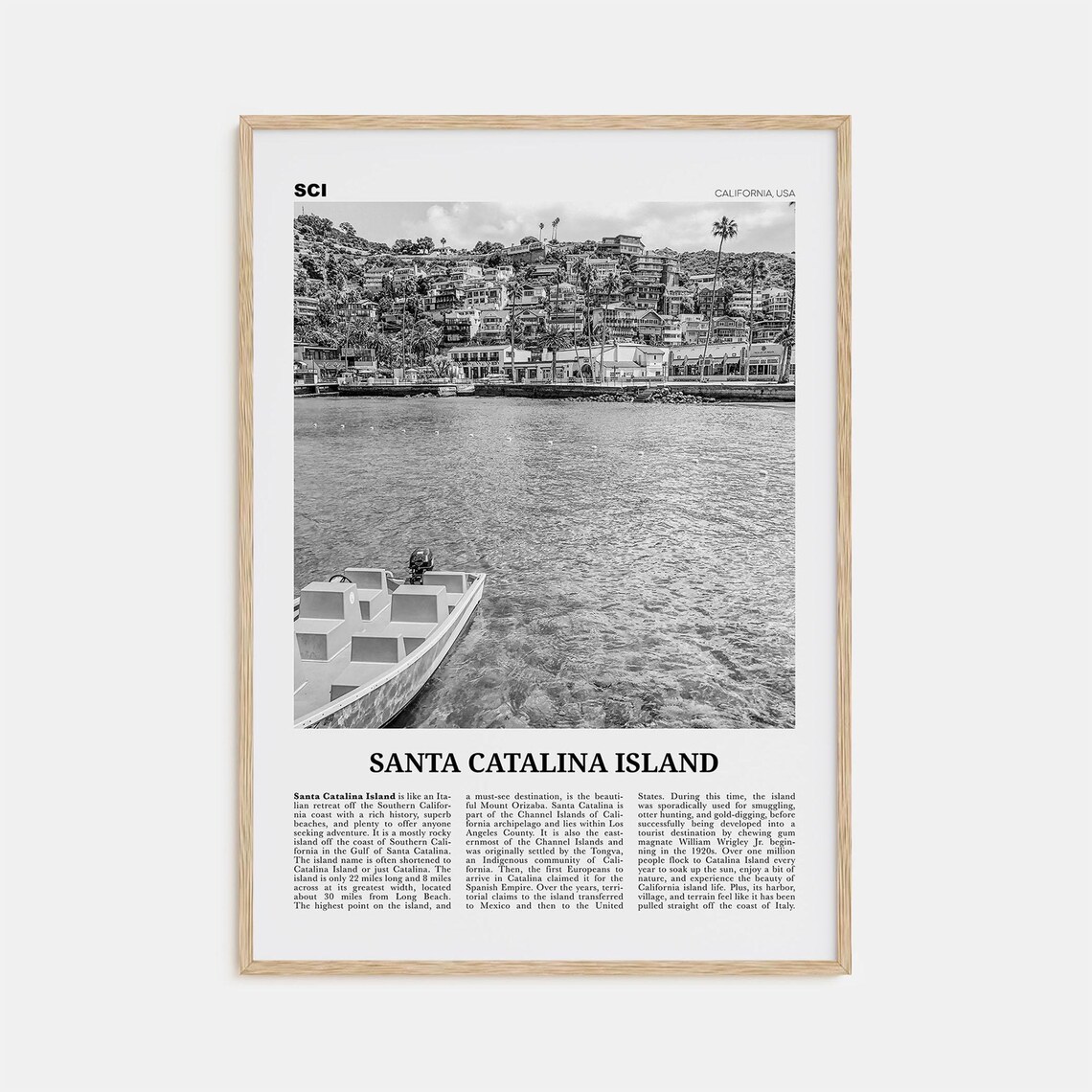 Santa Catalina Island Black and White Travel Poster