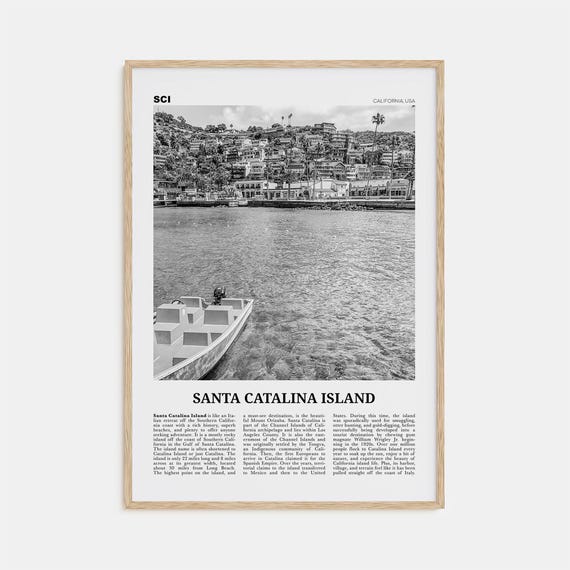 Santa Catalina Island Black and White Travel Poster