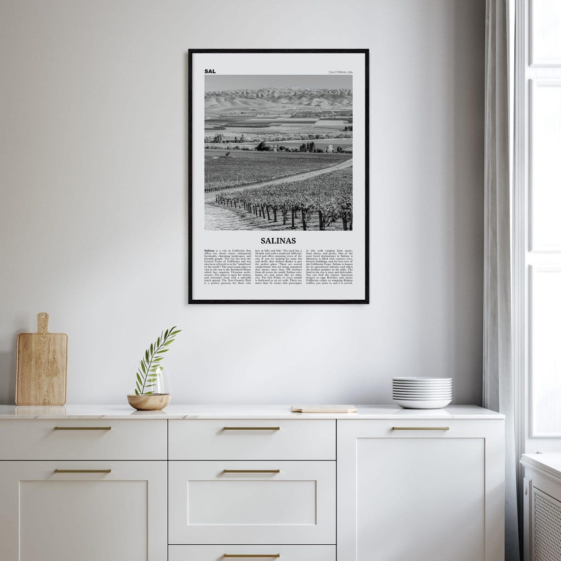 Salinas Black And White Travel Poster, California - Image 2
