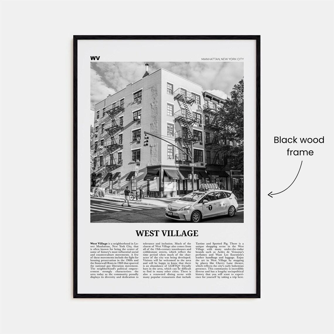 West Village Black and White New York Travel Poster - Image 3