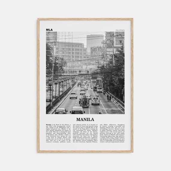Manila Black and White Travel Poster, Philippines