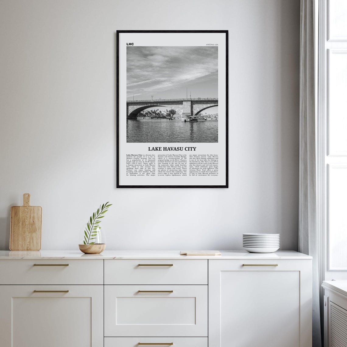 Lake Havasu City Black and White Map Poster Print - Image 2