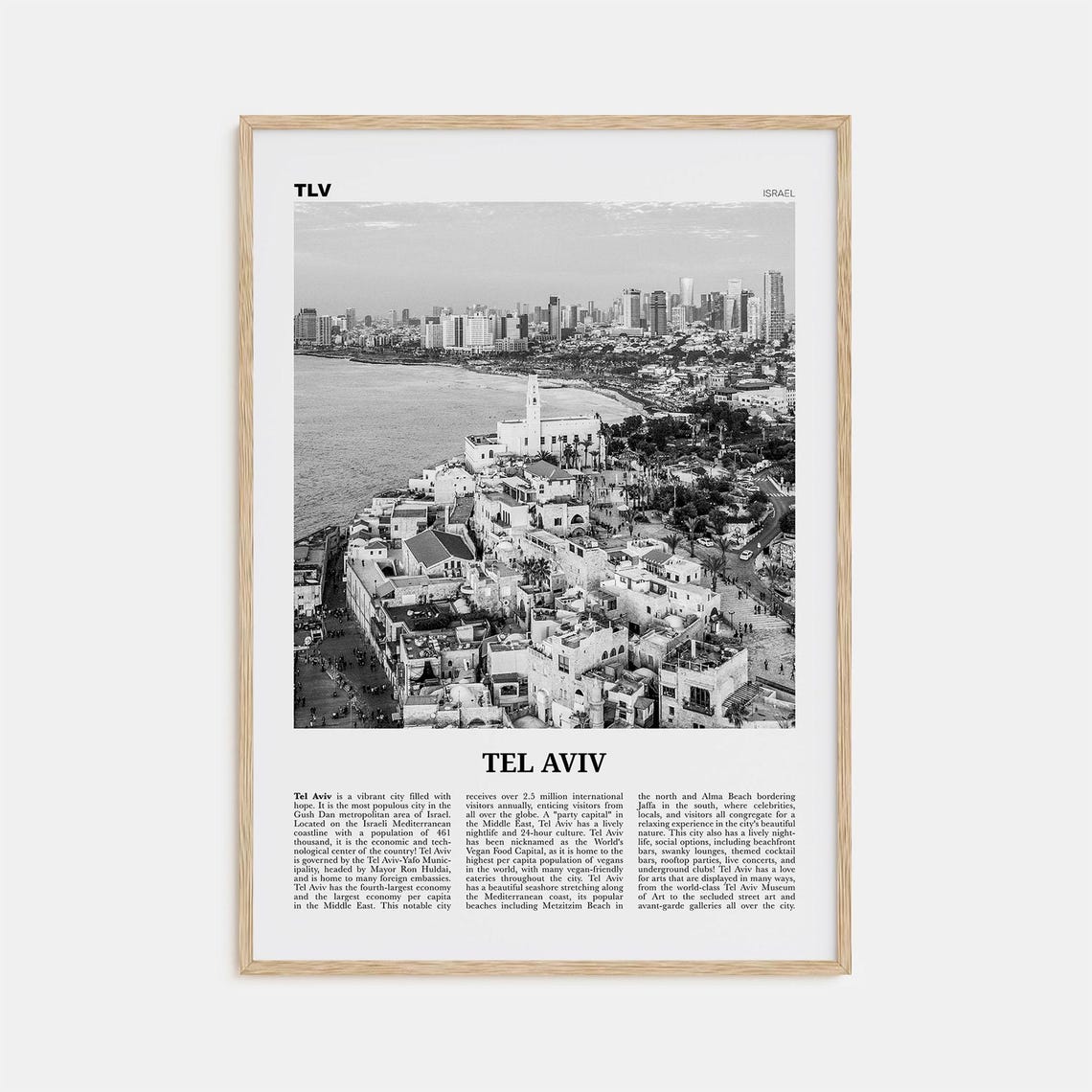 Tel Aviv Black And White No. 2, Travel Poster