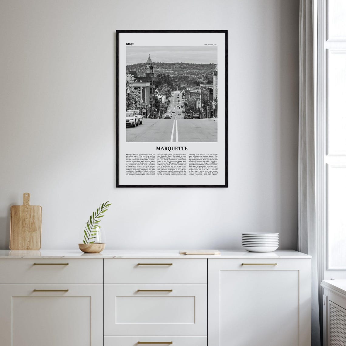 Marquette Black and White Travel Poster, Michigan - Image 2