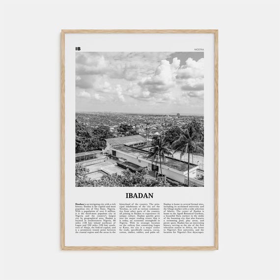 Ibadan Black and White Travel Poster, Oyo Nigeria
