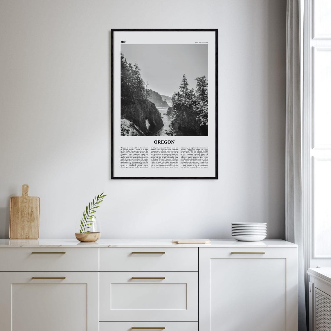 Oregon Black and White Travel Poster, Wall Art - Image 2