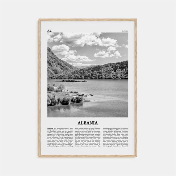 Albania Black And White Country Art Print
