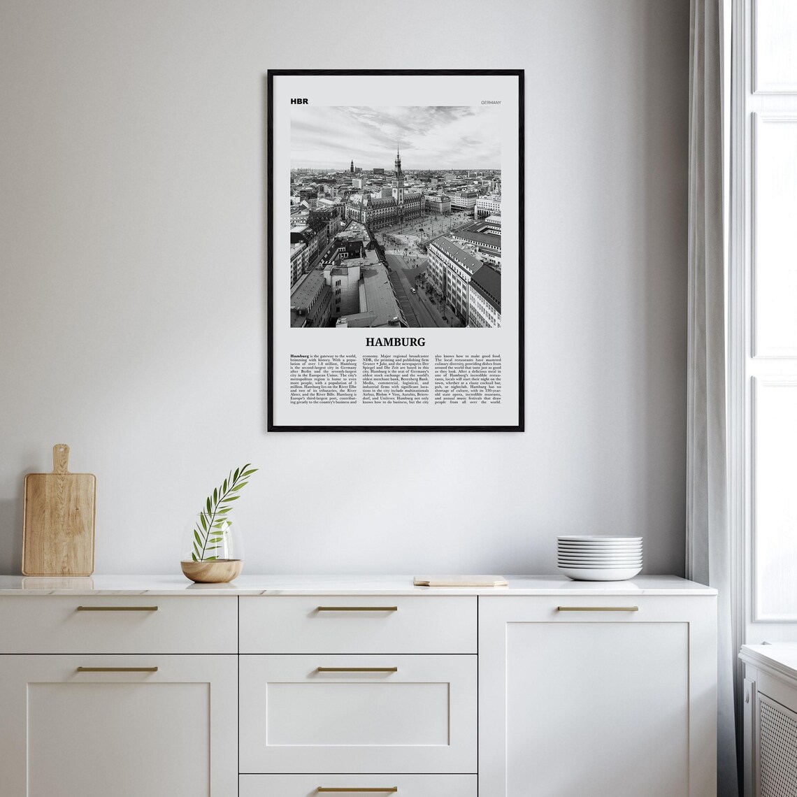 Hamburg Black and White Travel Poster, Germany - Image 2