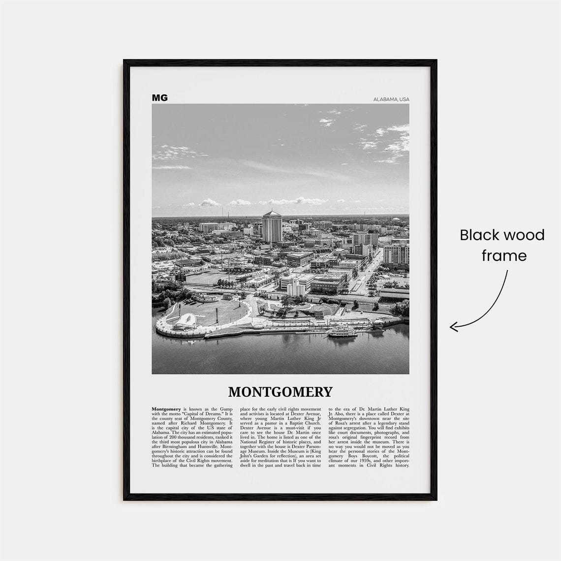 Montgomery Black and White Travel Poster Print - Image 3