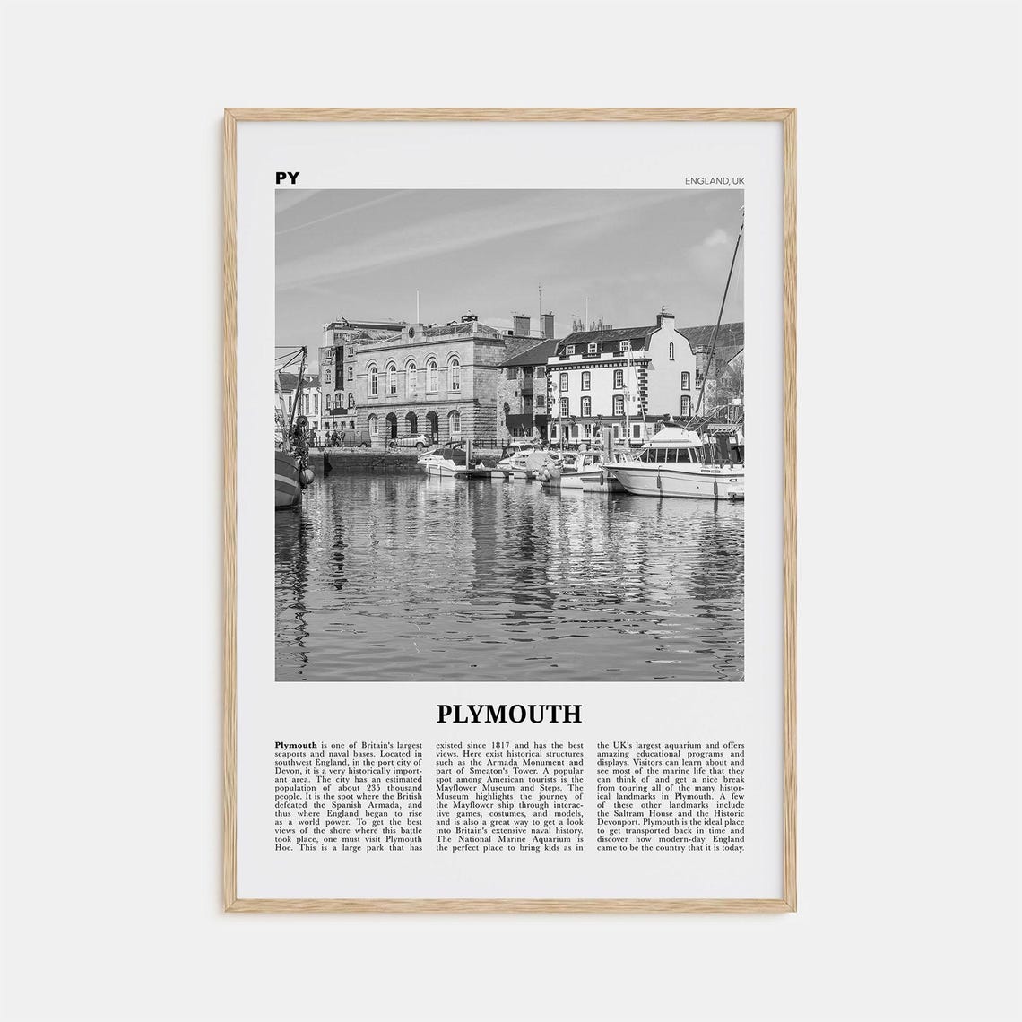 Plymouth Print Black And White Plymouth Wall Art Plymouth Poster Plymouth Photo Plymouth Wall Dcor England Uk United Kingdom