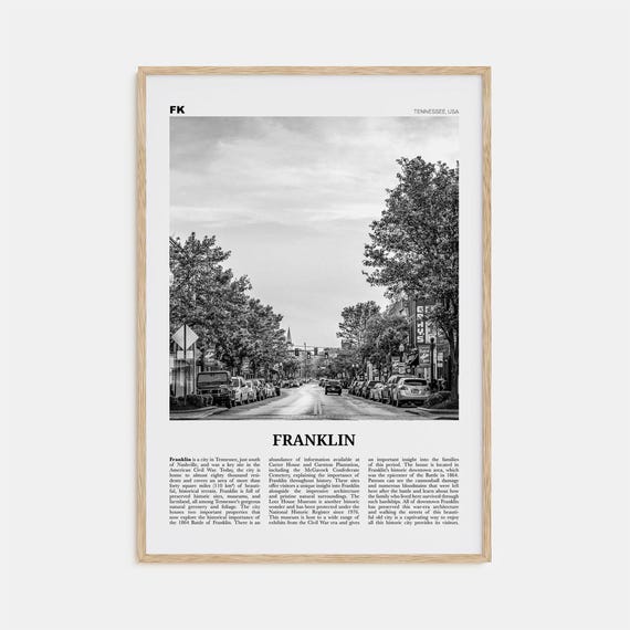 Franklin Black and White Travel Poster, Tennessee