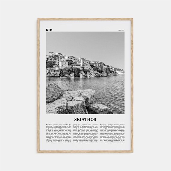 Skiathos Black and White Travel Poster, Greece