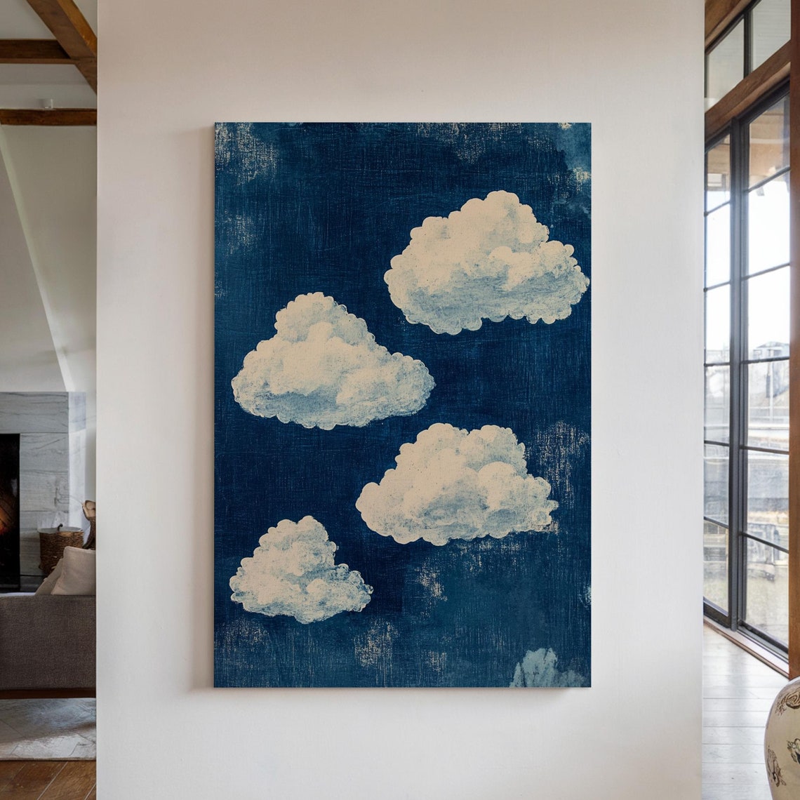 Indigo Blue Sky With White Clouds Vintage Cloudscape Scene Poster - Image 7