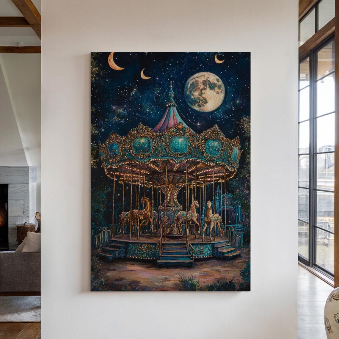 Magical Carousel Under The Moonlit Sky, Travel Poster - Image 7