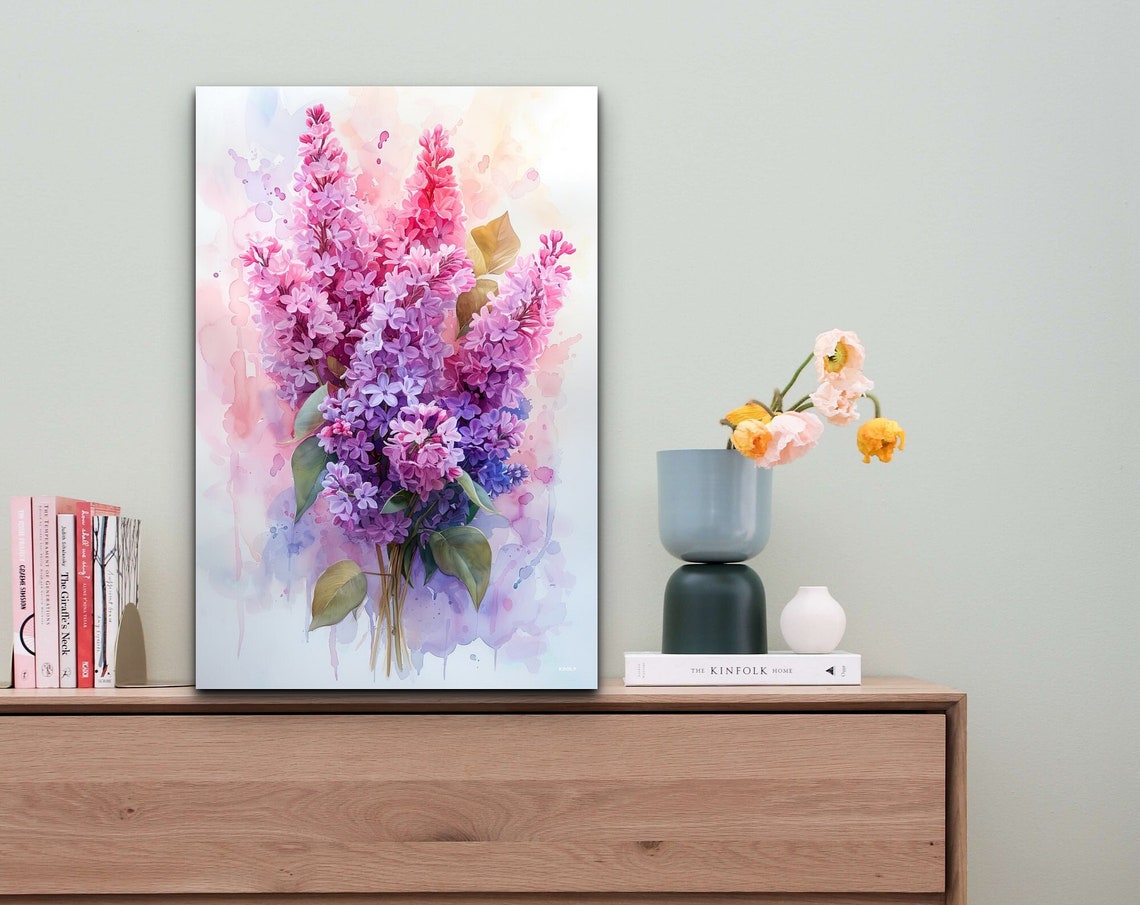 Soft Lilac Bouquet Pink Purple Watercolor Floral Spring Poster