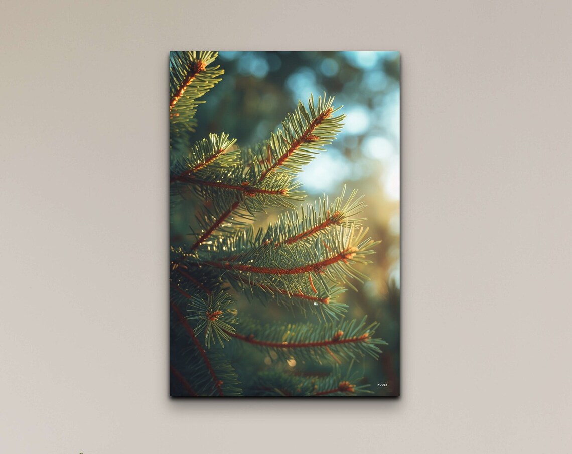 Pine Branch Art Print, Green Cabin Decor